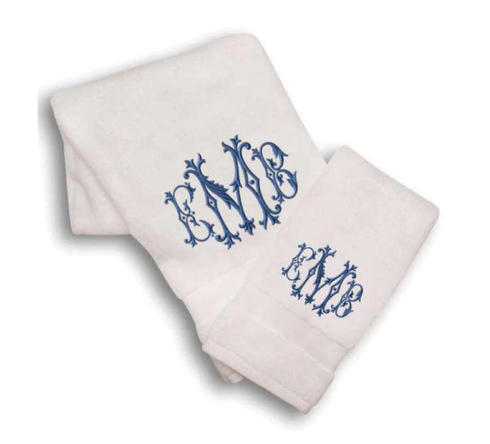 Double embroidered cotton bedding set with your custom monogram